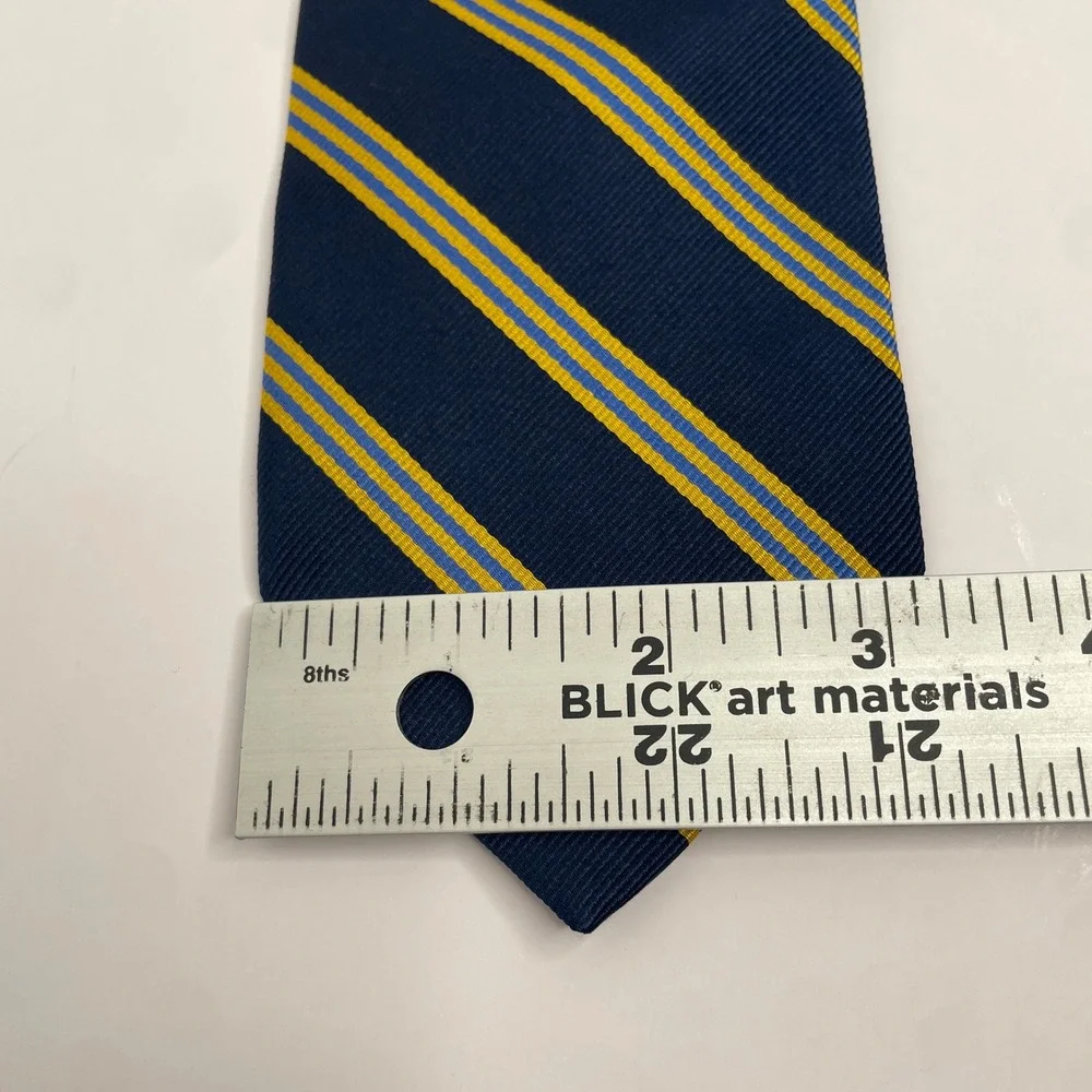 Brooks Brothers‎ 246 Silk Tie Blue Yellow Stripe Classic 3.25